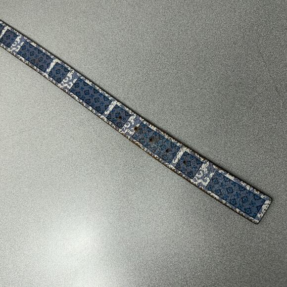 Robert Graham Reversible Leather Belt Mens Blue Art Brown Silver Buckle 41-45in - Picture 6 of 11